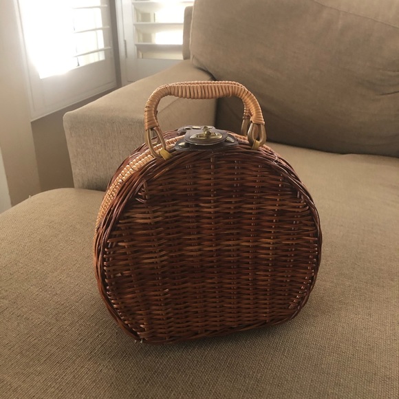 American Vintage Handbags - ▪️sold▪️vintage wicker bag brown tote woven
